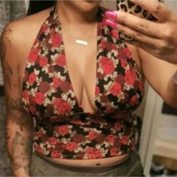 Women's Rose Print Halter Top Sz. Small & Matching skirt Set - Picture 4 of 4